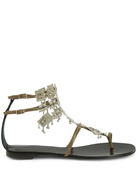Giuseppe Zanotti Amira embellished suede sandals Green E100045K01