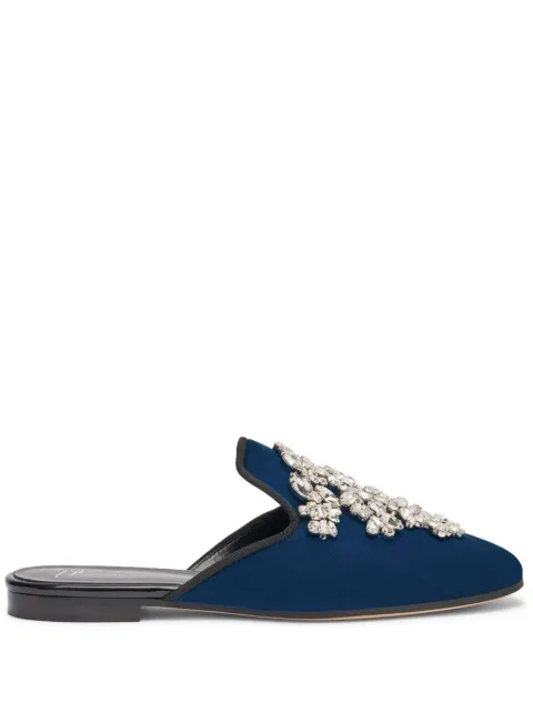 Giuseppe Zanotti Elsa crystal velvet mules Blue E250024K05