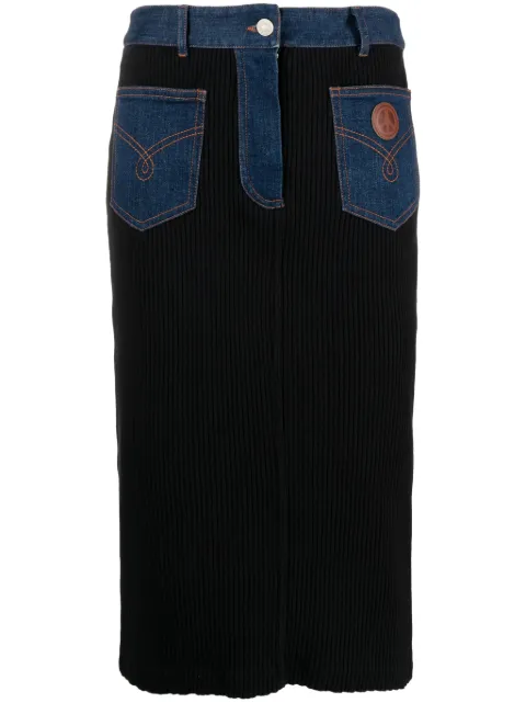 MOSCHINO JEANS high-waist ribbed pencil skirt Black A01103260