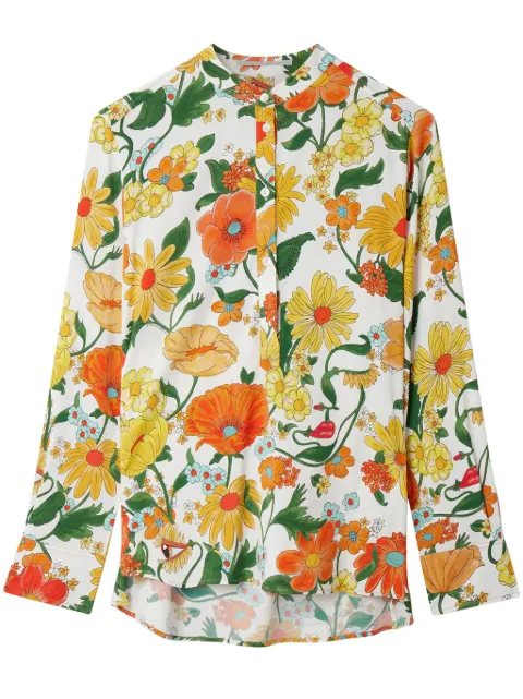 Stella McCartney Lady Garden-print collarless shirt Yellow 6200393DS300