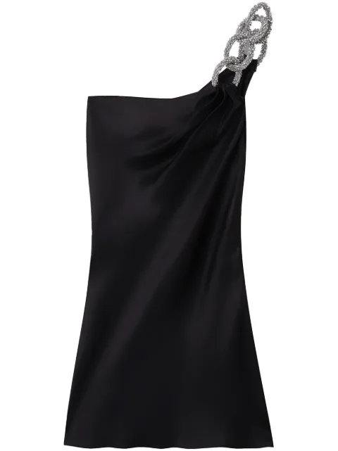 Stella McCartney Falabella-chain one-shoulder minidress Black 6A02633AU309