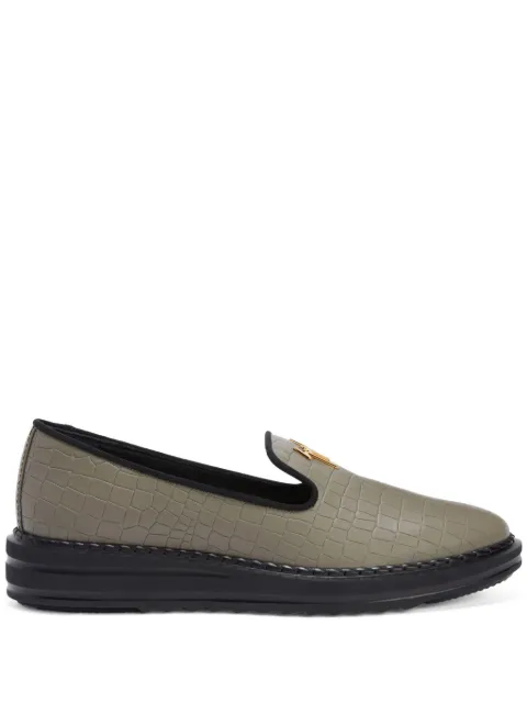 Giuseppe Zanotti Tim logo-lettering loafers Grey I060040K40