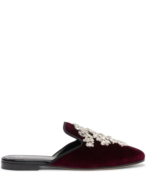 Giuseppe Zanotti Elsa crystal velvet mules Red E250024K04