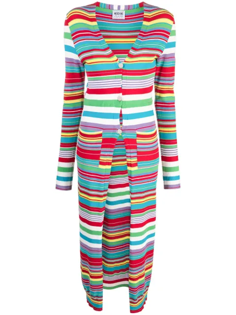 MOSCHINO JEANS stripe-pattern V-neck cardigan Red A09243213