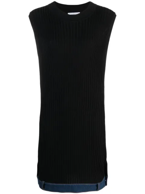 MOSCHINO JEANS logo-patch ribbed-knit dress Black A04843206
