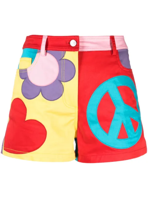 MOSCHINO JEANS colour-block cotton mini shorts Red A03153223