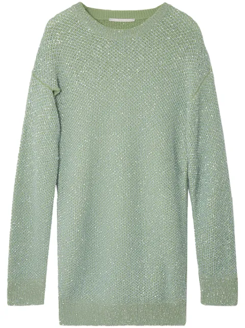 Stella McCartney sequin-embellished cape jumper minidress Green 6K06033S2460