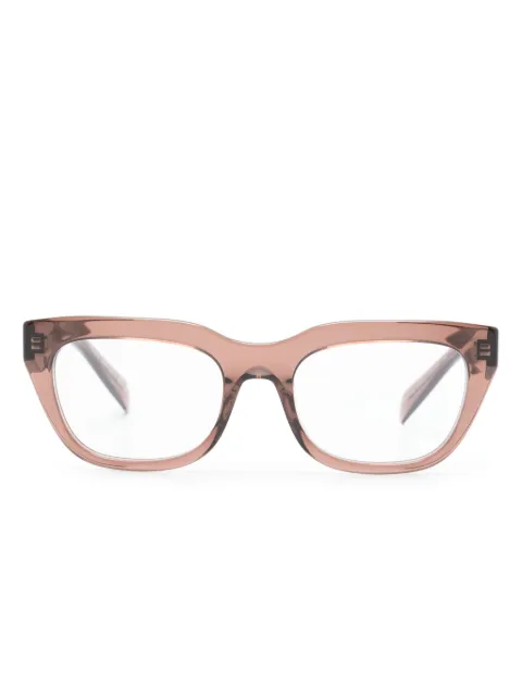 Prada Eyewear logo-engraved rectangle-frame translucent glasses Brown PRA06V