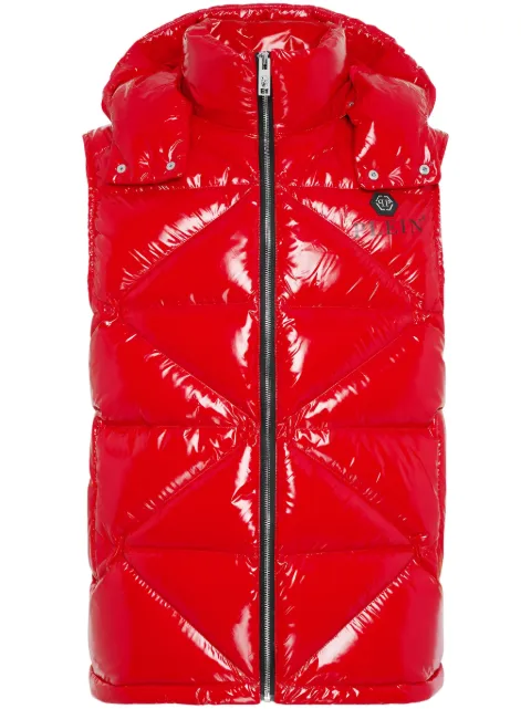 Philipp Plein Hexagon logo-plaque padded gilet Red AACCMRB2471PTE003N