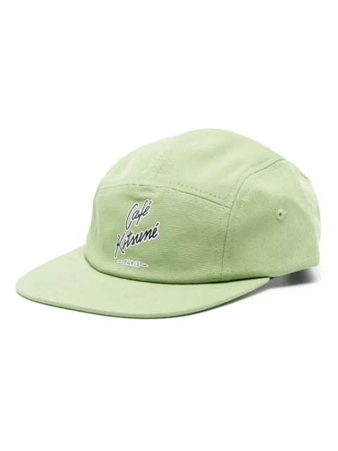 CAFÉ KITSUNÉ logo-print cotton cap Green SPCKLM06133
