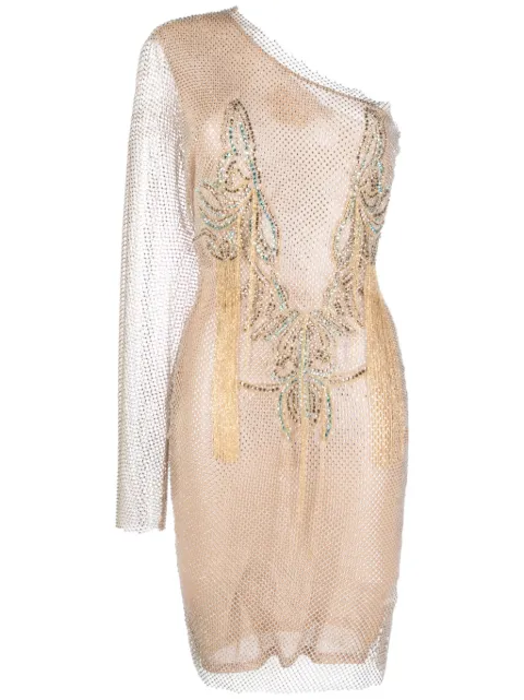 Genny mesh rhinestone-embellished dress Gold 75AJO474N0165