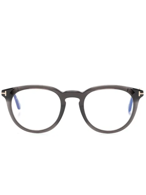 TOM FORD Eyewear logo-engraved round-frame glasses Black TF5905B