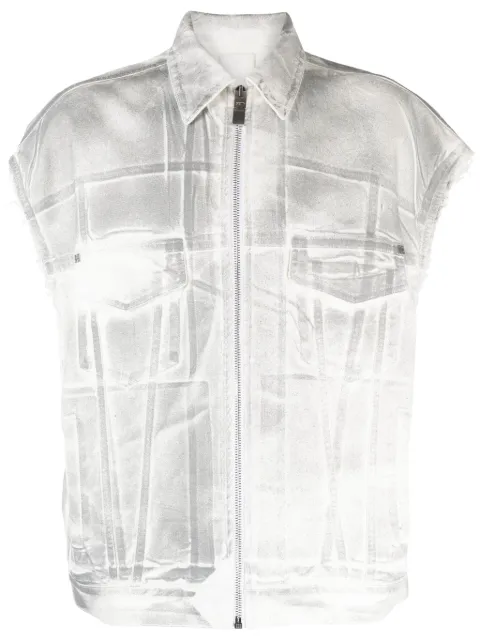 Givenchy 4G graffiti-print denim vest Grey BM012A5Y4U