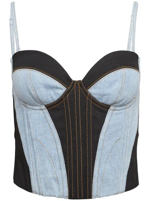 Fleur Du Mal two-tone denim bustier Blue TP05730867