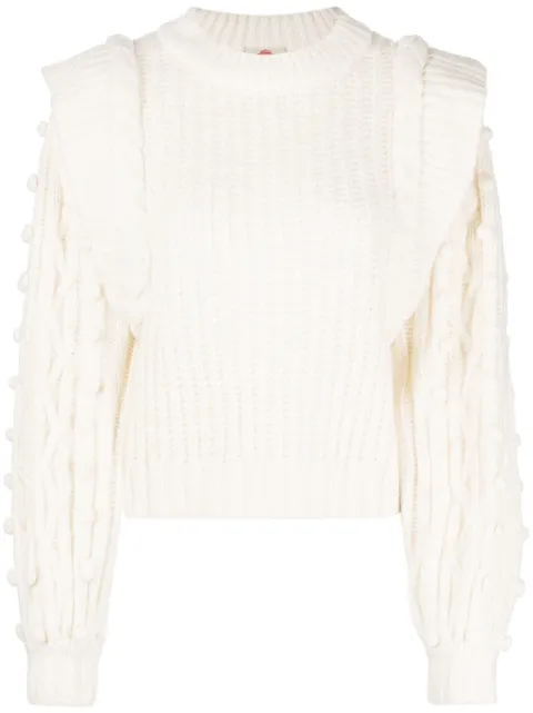 FARM Rio braided-detail chunky-knit jumper White 312594