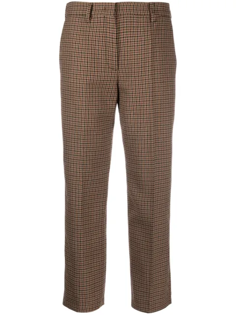 Prada houndstooth-check wool trousers Brown P229HGS23213GO