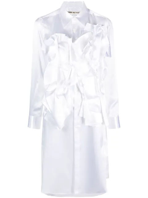 Comme Des Garçons ruffled satin shirtdress White GLB012