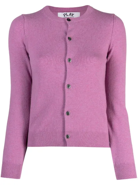 Comme Des Garçons Play heart-patch knitted wool cardigan Purple P1N091