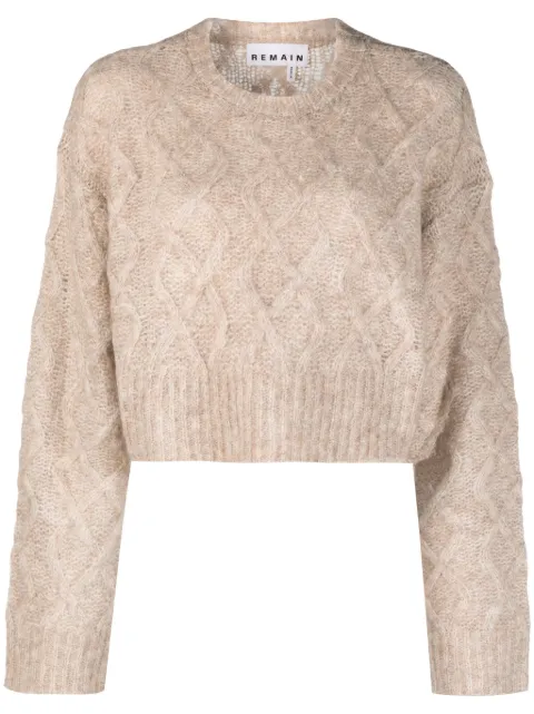 REMAIN cable-knit cropped wool blend jumper Neutrals 500687612