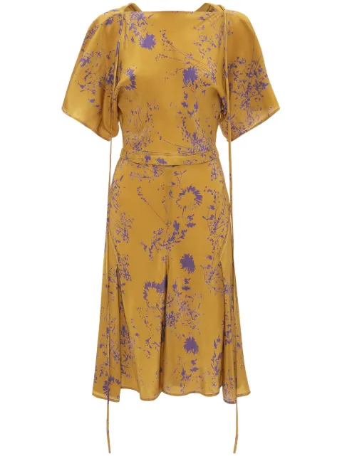 Victoria Beckham floral-print silk dress Yellow 1323WDR004818B