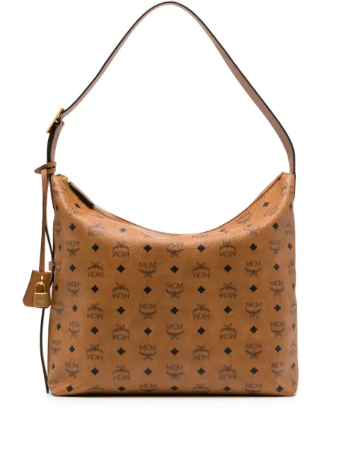 MCM large Aren Visetos-print leather shoulder bag Brown MWHESTA02