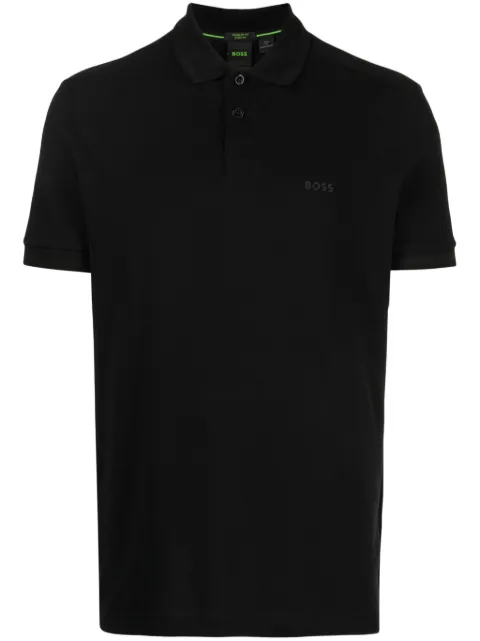 BOSS logo-embroidered cotton polo shirt Black 50494359