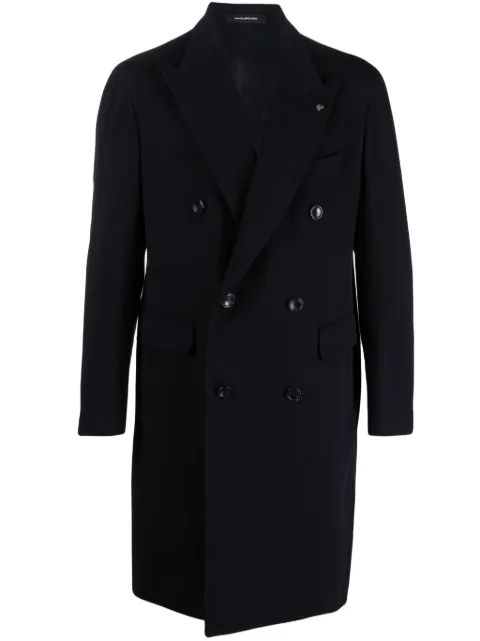 Tagliatore brooch-detail double-breasted coat Blue CLD10B350001