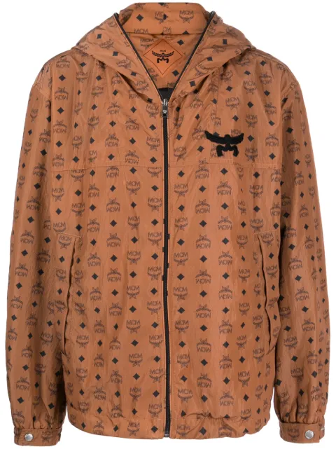 MCM monogram-print hooded jacket Brown MHJESMM05