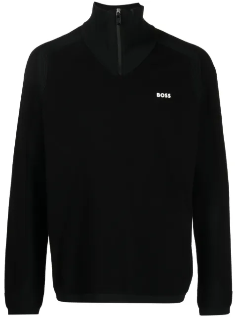BOSS logo-appliqué half-zip jumper Black 50498531