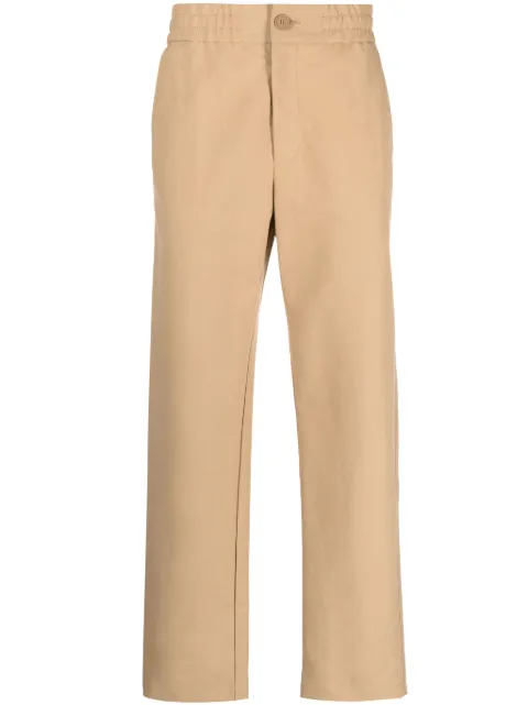 Versace Jeans Couture logo-patch straight-leg trousers Neutrals 76GAA101N0305