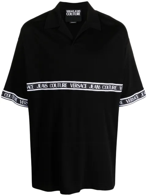Versace Jeans Couture logo-tape cotton polo shirt Black 76GAGC05CJ01C