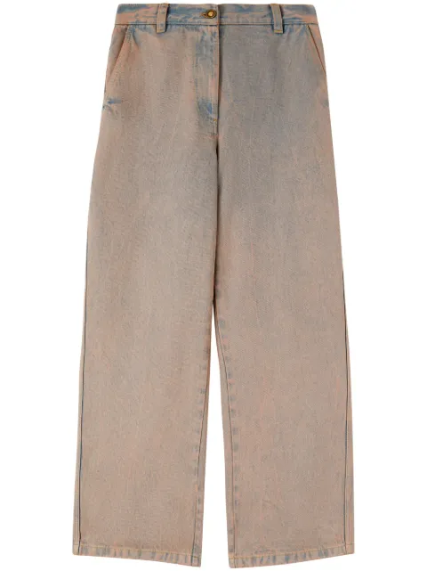 Palm Angels overdyed logo-embroidered wide-leg jeans Pink PWYB027S24DEN0013030