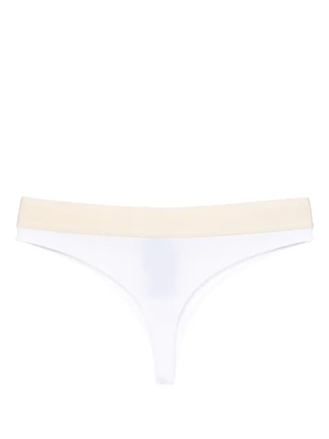 Palm Angels logo-tape stretch-cotton thong White PWUF010S24FAB0010104