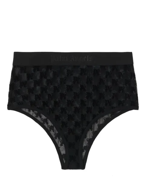 Palm Angels monogram-motif lace briefs Black PWUC005S24FAB0011010