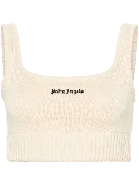 Palm Angels embroidered-logo knit tank top Neutrals PWHT016S24KNI0010310