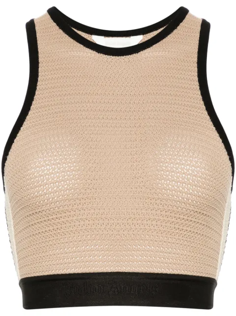 Palm Angels logo-tape knitted tank top Neutrals PWHT001S24KNI0016410