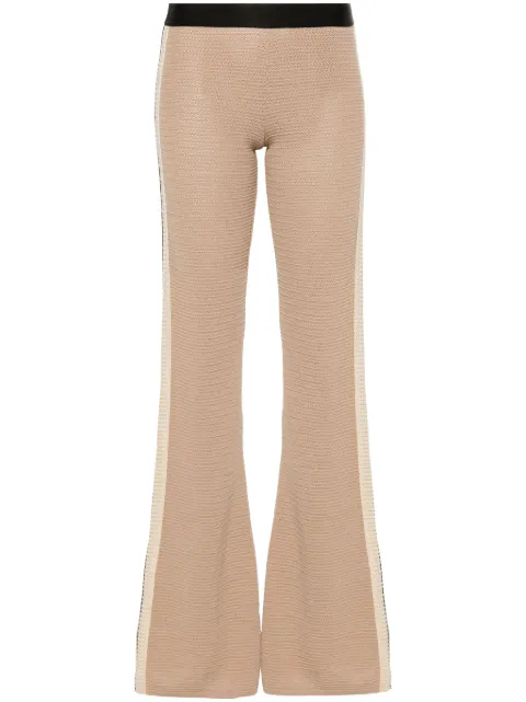 Palm Angels logo-tape knitted flared trousers Neutrals PWHG021S24KNI0016410