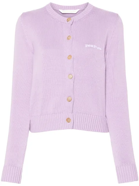 Palm Angels logo-embroidered cotton cardigan Purple PWHB020S24KNI0013603