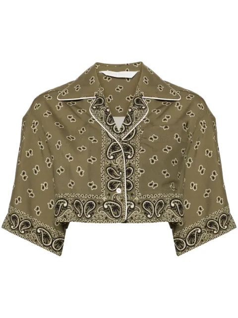 Palm Angels paisley-print cropped shirt Green PWGG003S24FAB0045656