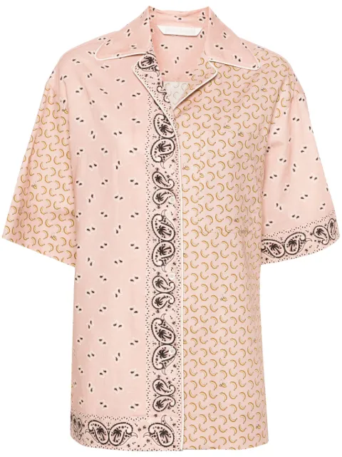 Palm Angels mix-print camp-collar shirt Pink PWGG005S24FAB0038484