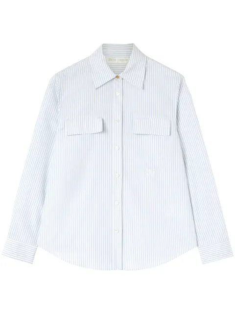 Palm Angels monogram-embroidered striped shirt Blue PWGE014S24FAB0014003