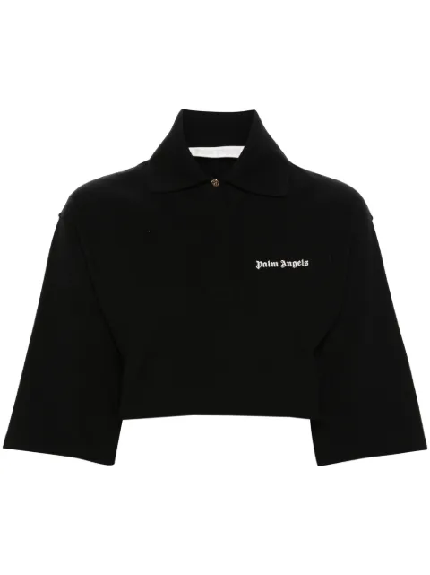 Palm Angels Logo Cropped polo top Black PWGB012S24FAB0031003