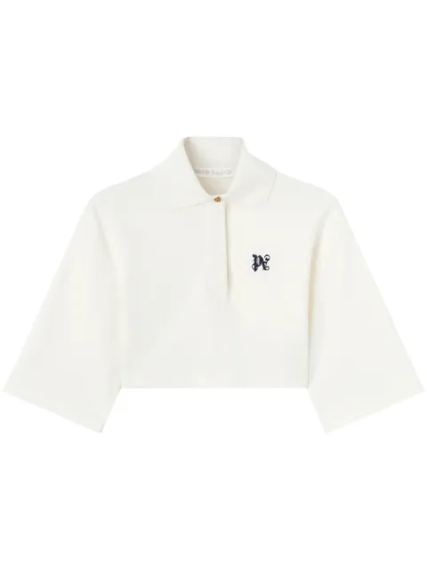 Palm Angels PA monogram cropped polo top White PWGB012S24FAB0010310