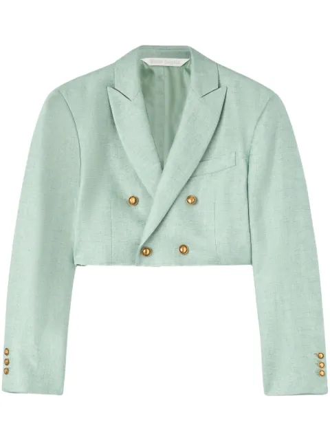 Palm Angels linen cropped blazer Green PWEN032S24FAB0025151