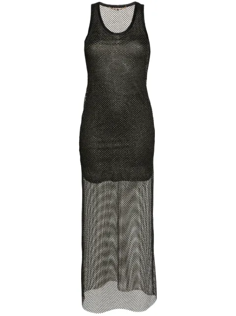 Palm Angels mesh maxi dress Black PWDB222S24FAB0011076