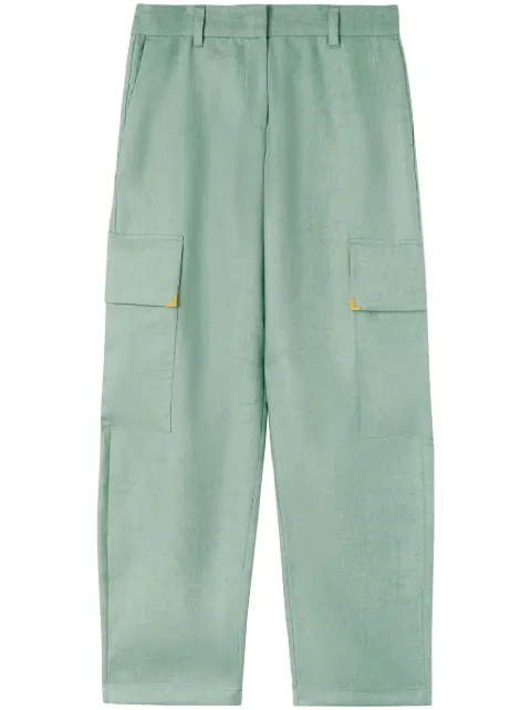 Palm Angels carrot-cut linen trousers Green PWCA140S24FAB0025151