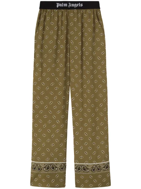 Palm Angels paisley-print straight-leg trousers Green PWCA117S24FAB0025610