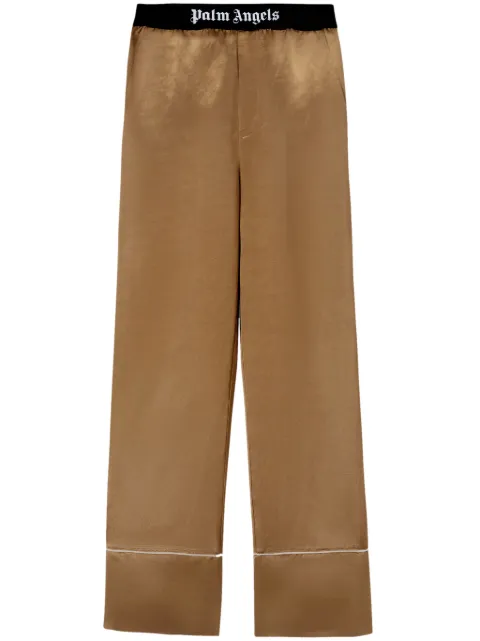 Palm Angels logo-tape satin pajama bottoms Neutrals PWCA117S24FAB0016110