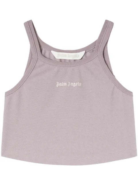 Palm Angels logo-print cropped tank top Purple PWAD060S24FAB0023603