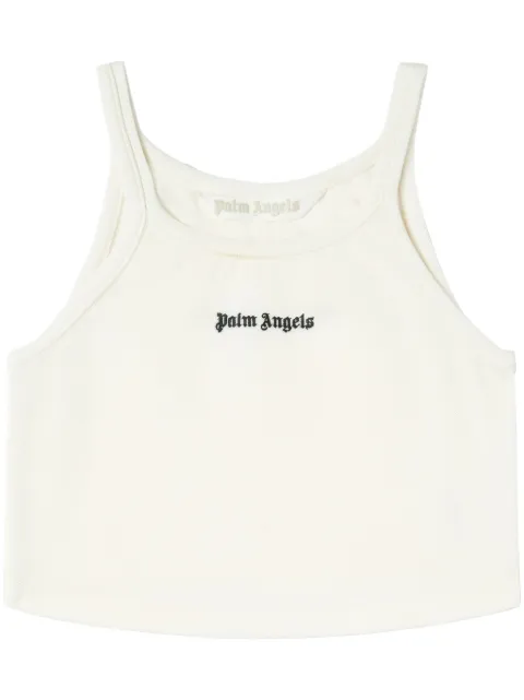 Palm Angels logo-print cotton tank top White PWAD060S24FAB002